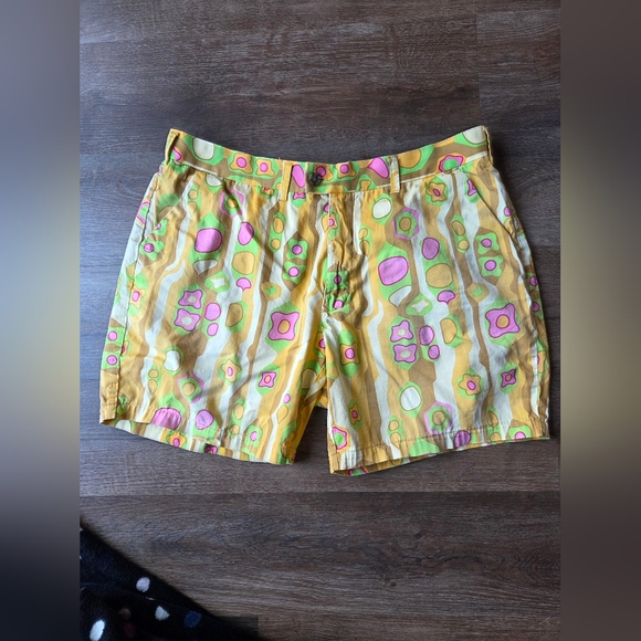 Loudmouth Mens Yellow Golf Wear Shorts Colorful Golfing size 40 *Altered* - Picture 2 of 13